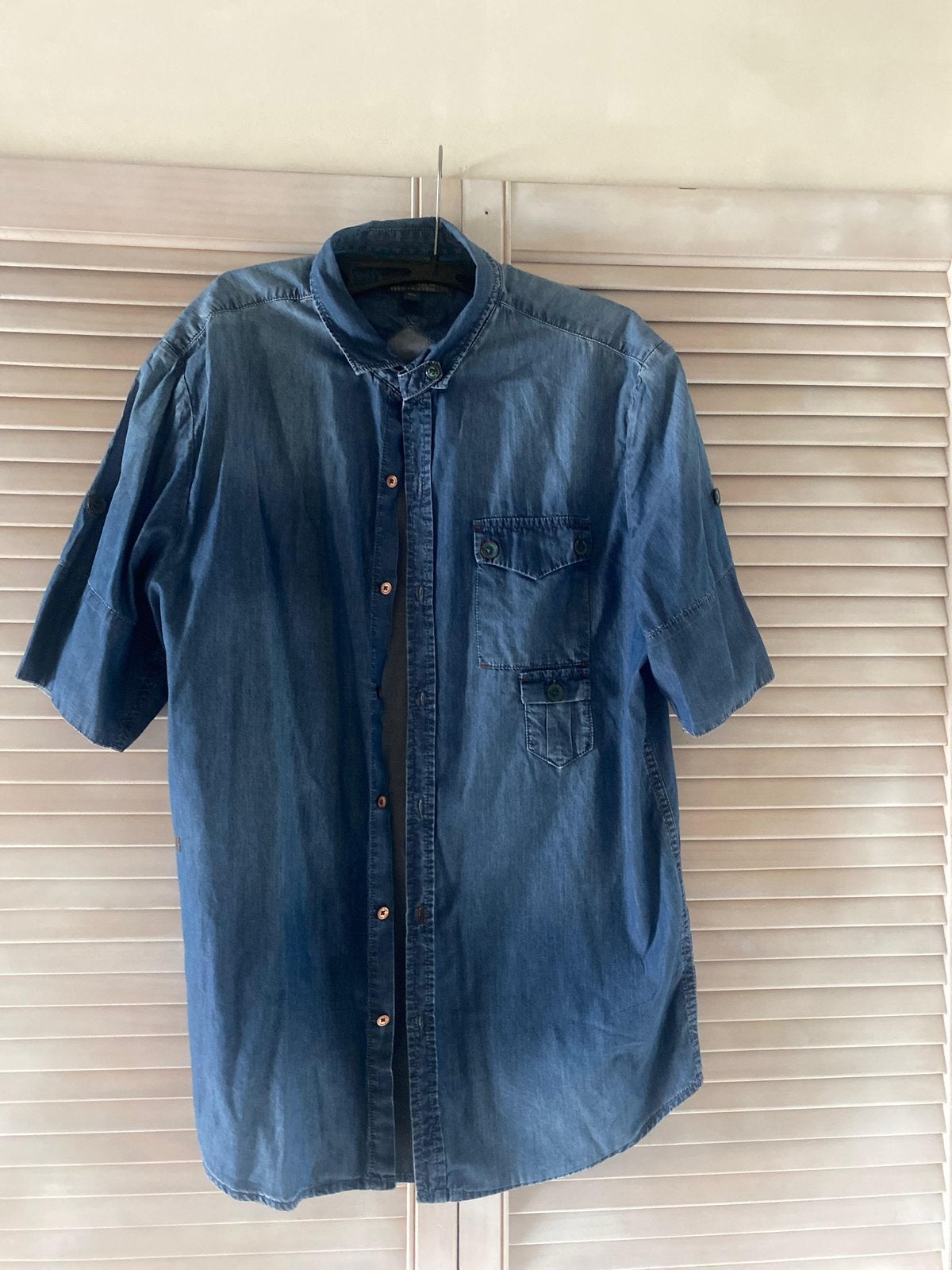 Cast Iron jeans blouse XL, Ophalen, Zo goed als nieuw, Blauw, Halswijdte 43/44 (XL)