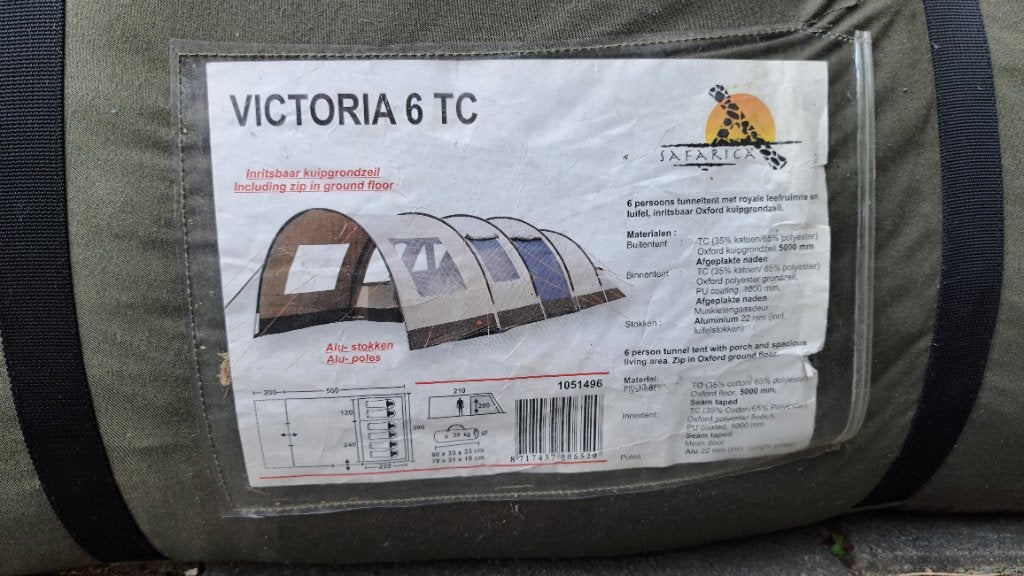 Tunneltent 6 persoons Safarica Victoria 6tc, Ophalen, Gebruikt, Tot en met 6