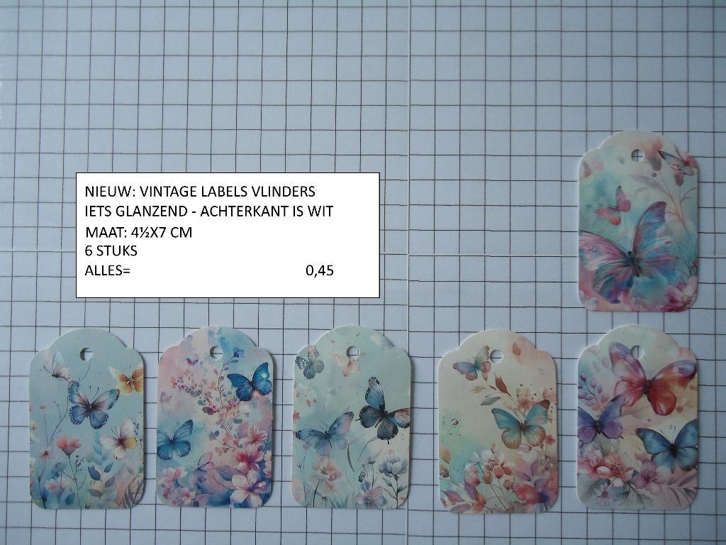 labels vlinders set 6 stuks ( alleen verzenden, Hobby en Vrije tijd, Ophalen, Nieuw, Versiering of Embellishment, Overige merken