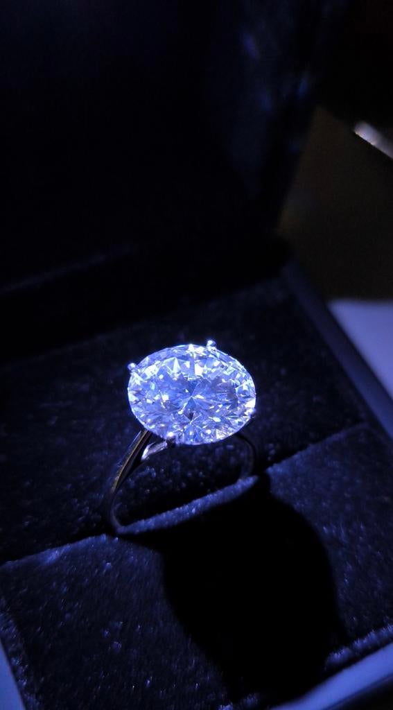 14k Witgouden Ring met 8.01 Karaat Labdiamant IGI Cert., Wit, Nieuw, Ophalen of Verzenden, Kleiner dan 17