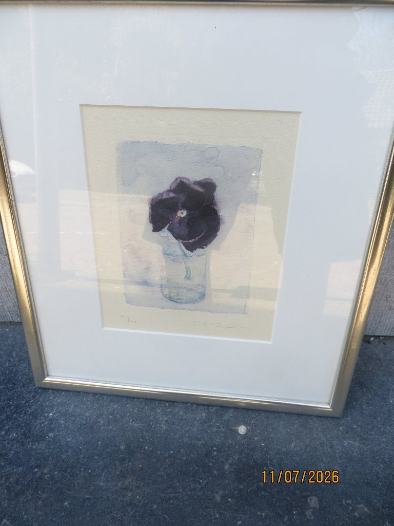 Carol Matthyas Ross, 2 subtiele Zeefdr. Violen in Glazen, Antiek en Kunst, Kunst | Litho's en Zeefdrukken, Ophalen, Dieren en Natuur