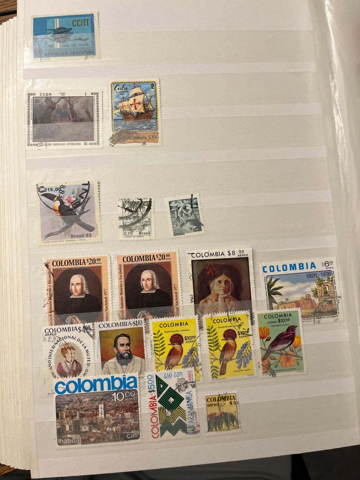 Verzameling postzegels uit Colombia, Cuba en Brazilië, Ophalen of Verzenden, Overige landen, Gestempeld