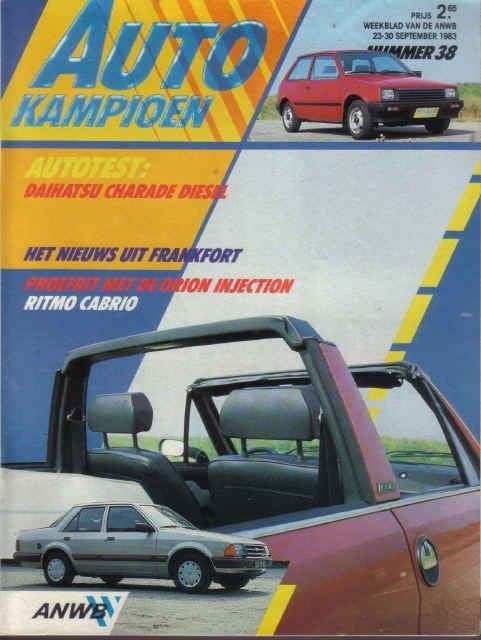 Autokampioen 38 1983 : Daihatsu Charade TS - Fiat Ritmo Cabr, Ophalen of Verzenden, Gelezen, Algemeen