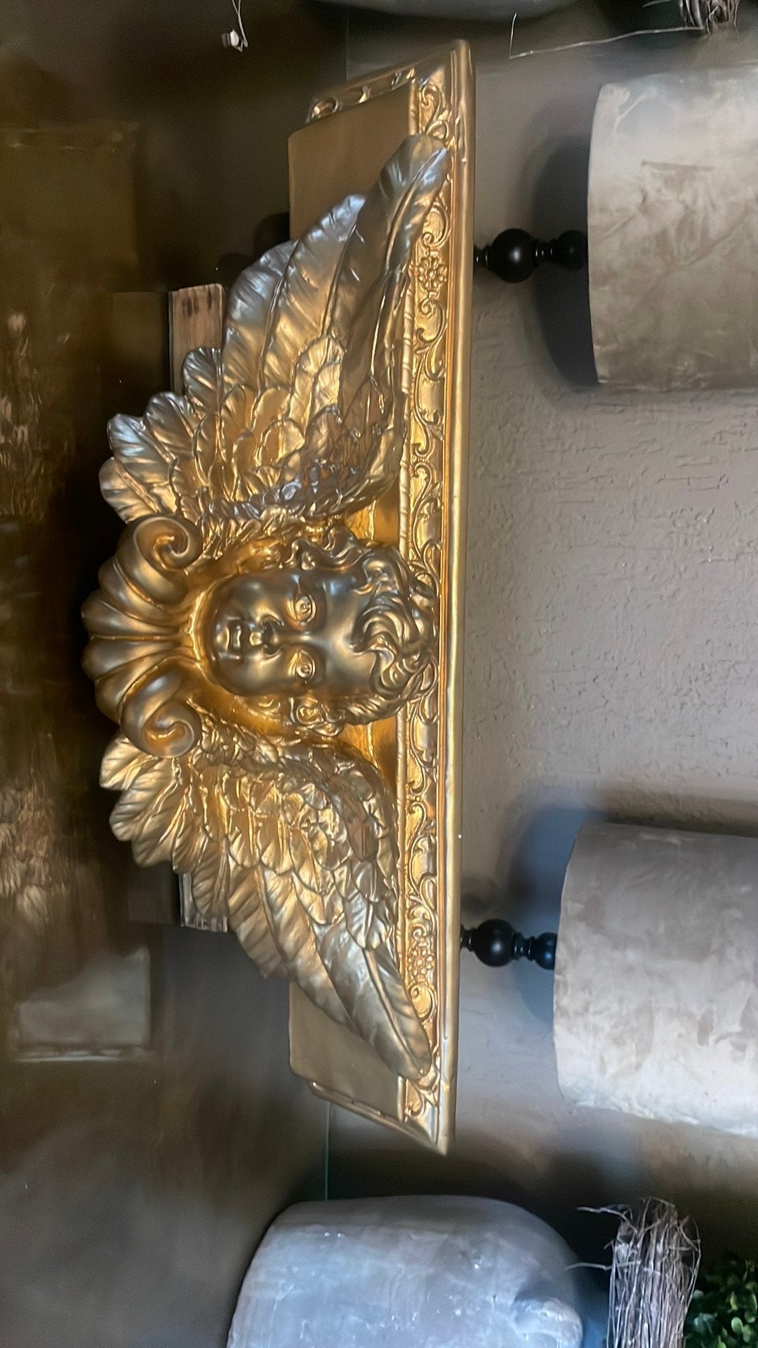 Wand ornament goud engel, Ophalen, Zo goed als nieuw
