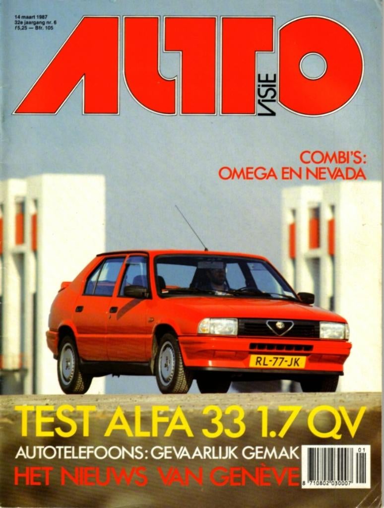 Autovisie test Alfa Romeo 33 1.7 QV Maart 1987, Ophalen of Verzenden, Gelezen, Alfa Romeo