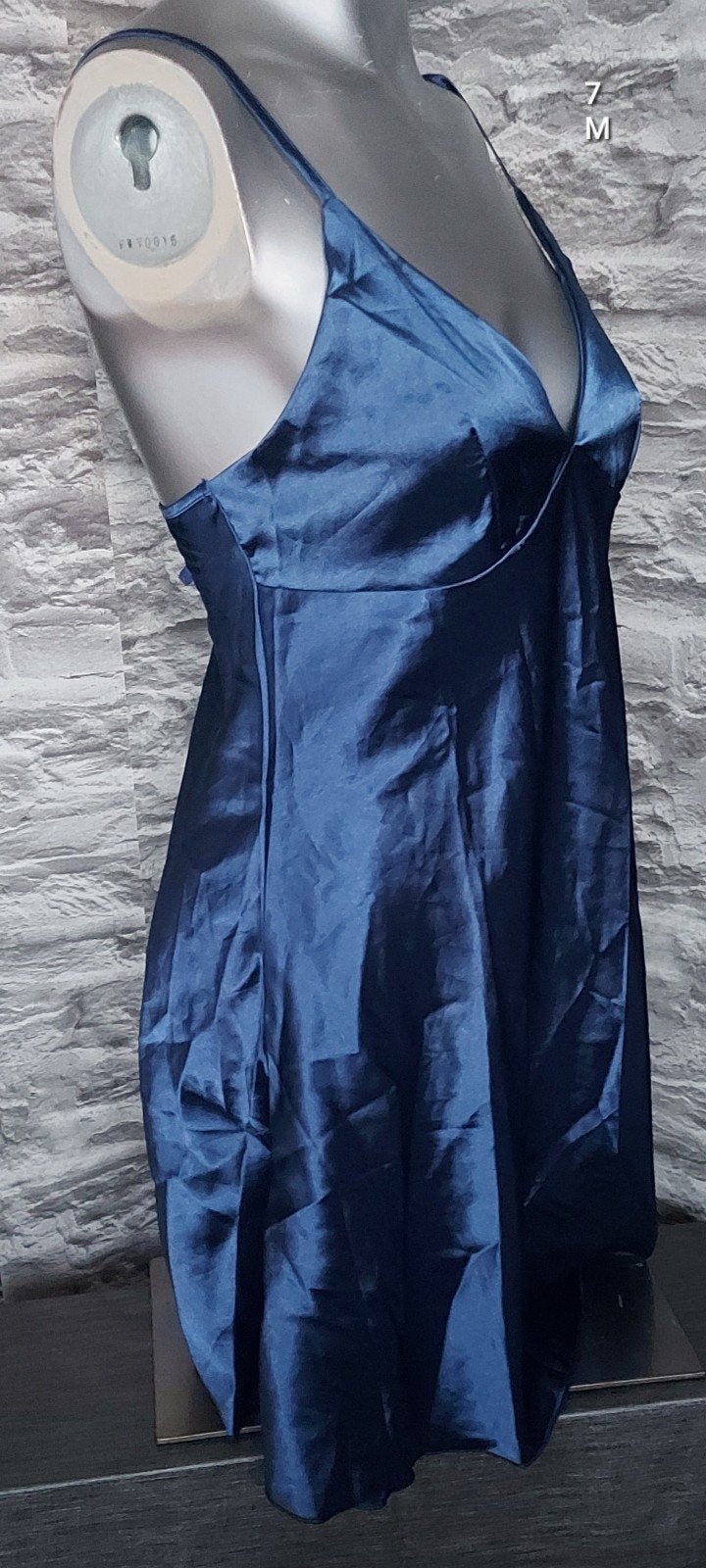 Sexy Donkerblauwe satijnen slipdress - M, Onbekend, Ophalen of Verzenden, Blauw, Nachtkleding