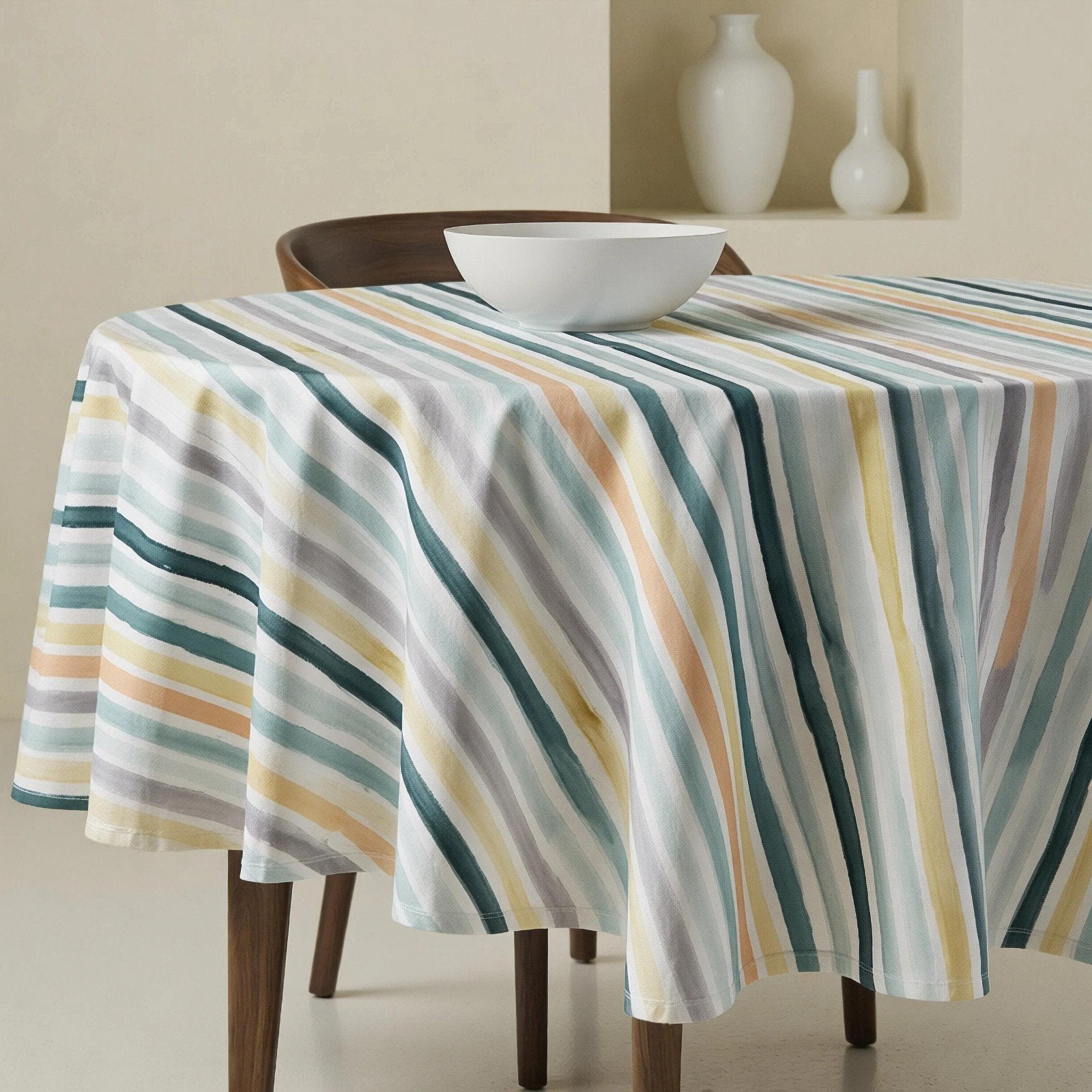 Rond vlekbestendig gestreept tafelkleed 100 cm - Nieuw, 100 cm, Rond, Nieuw, Ophalen of Verzenden