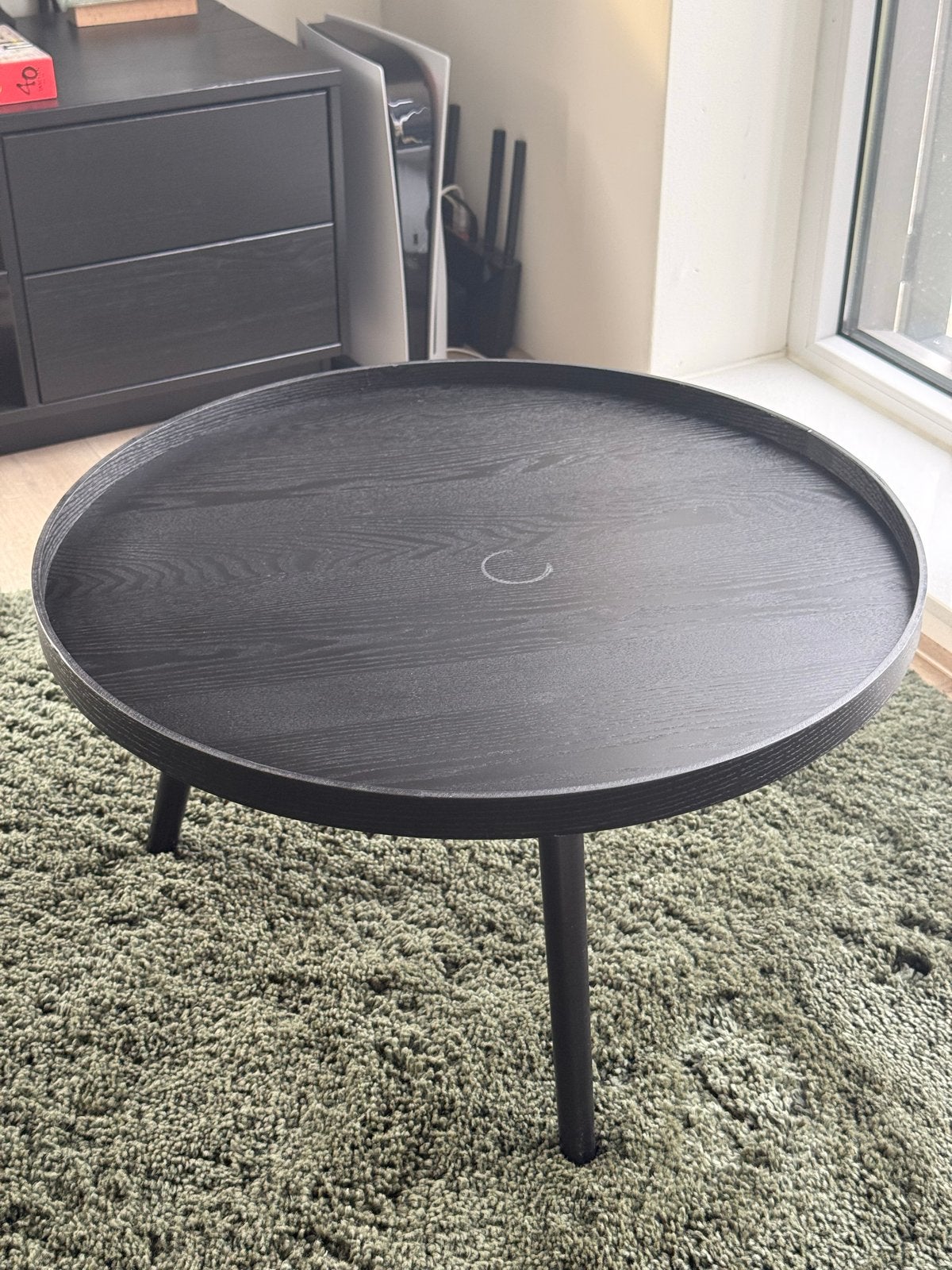 WOOOD Mesa Bijzettafel L zwart hout, Ophalen, Rond, 50 tot 100 cm, Zo goed als nieuw