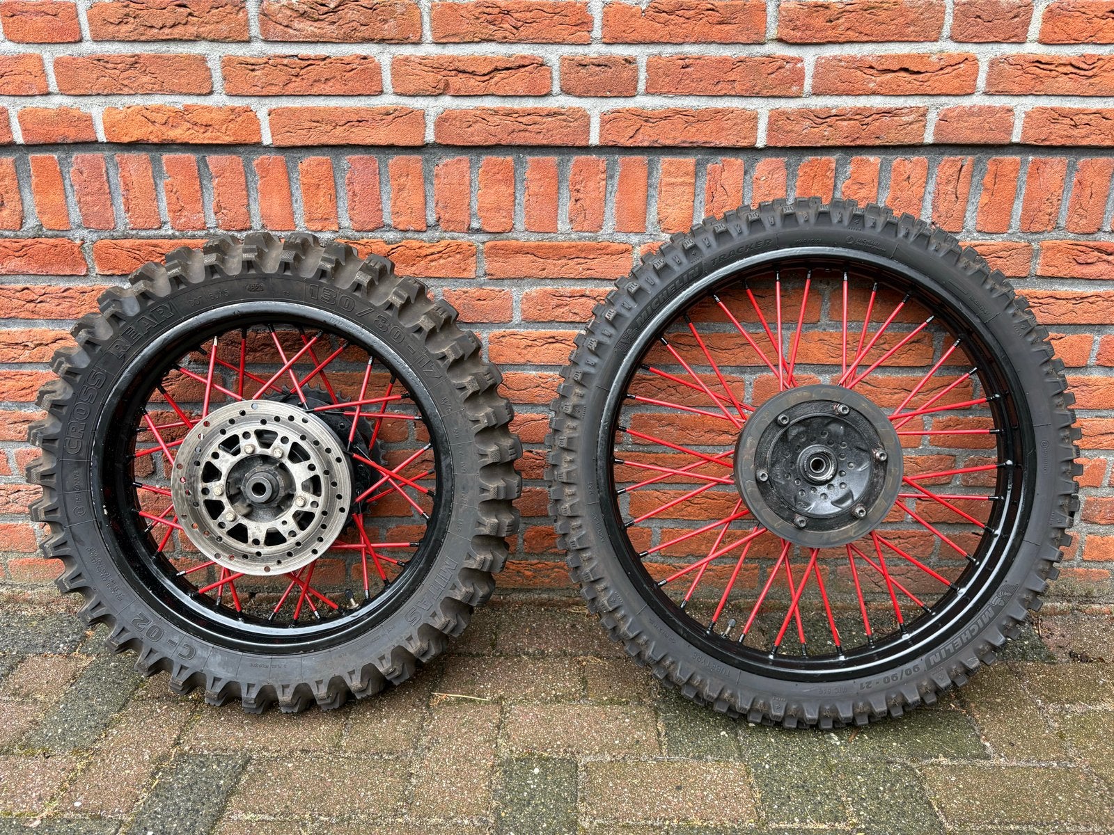 Wielen set Yamaha XT600 - Zwart gecoat 21/17 inch off-road, Motoren, Ophalen, Gebruikt