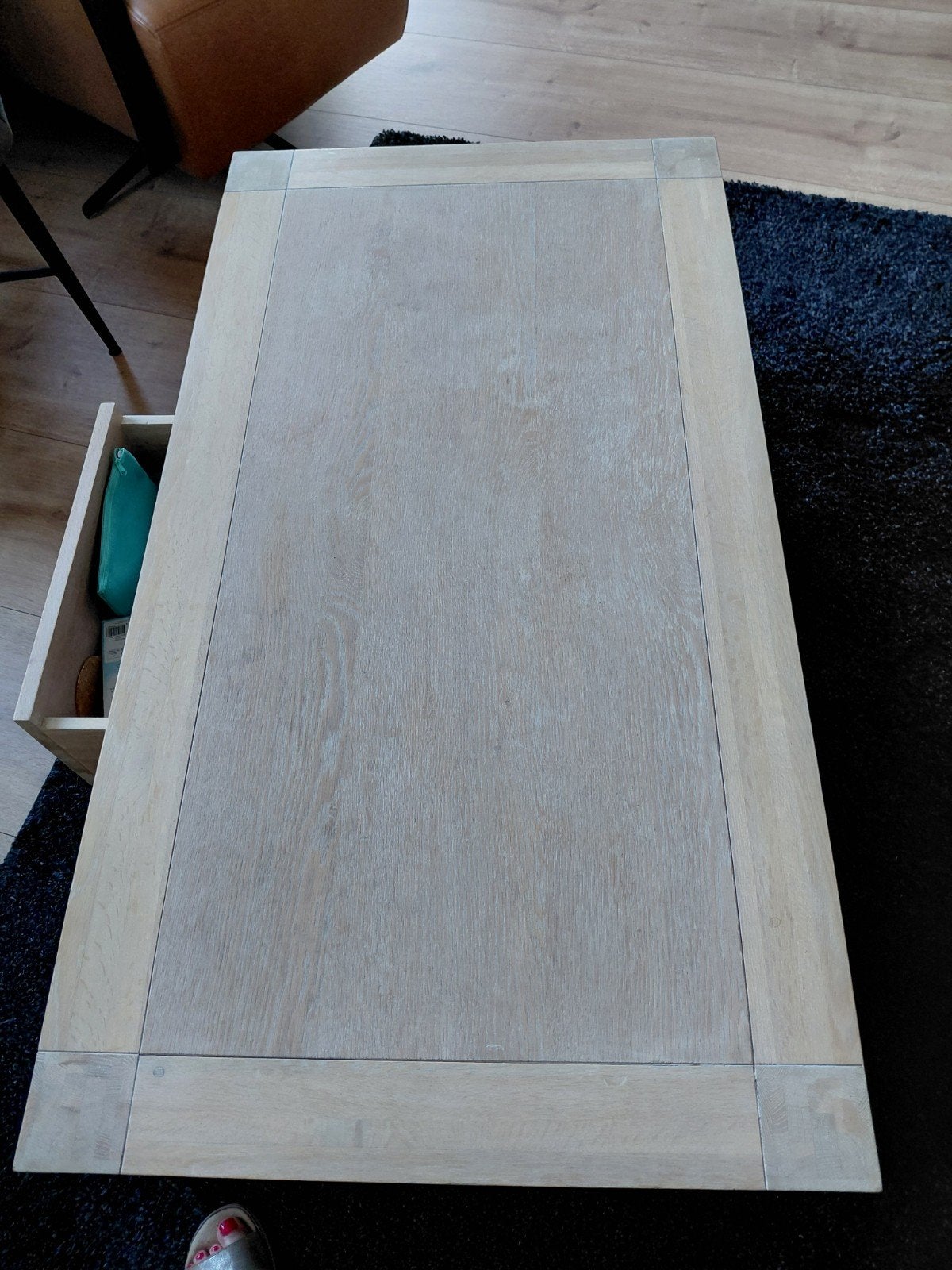 Salontafel Eiken greywash, Ophalen, Rechthoekig, 100 tot 150 cm, 50 tot 100 cm