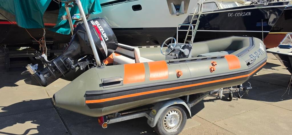 Bombard 480 RIB met Suzuki 40 PK Hypalon tubes, Watersport en Boten, Overige merken, Ophalen of Verzenden, Zo goed als nieuw, Benzine