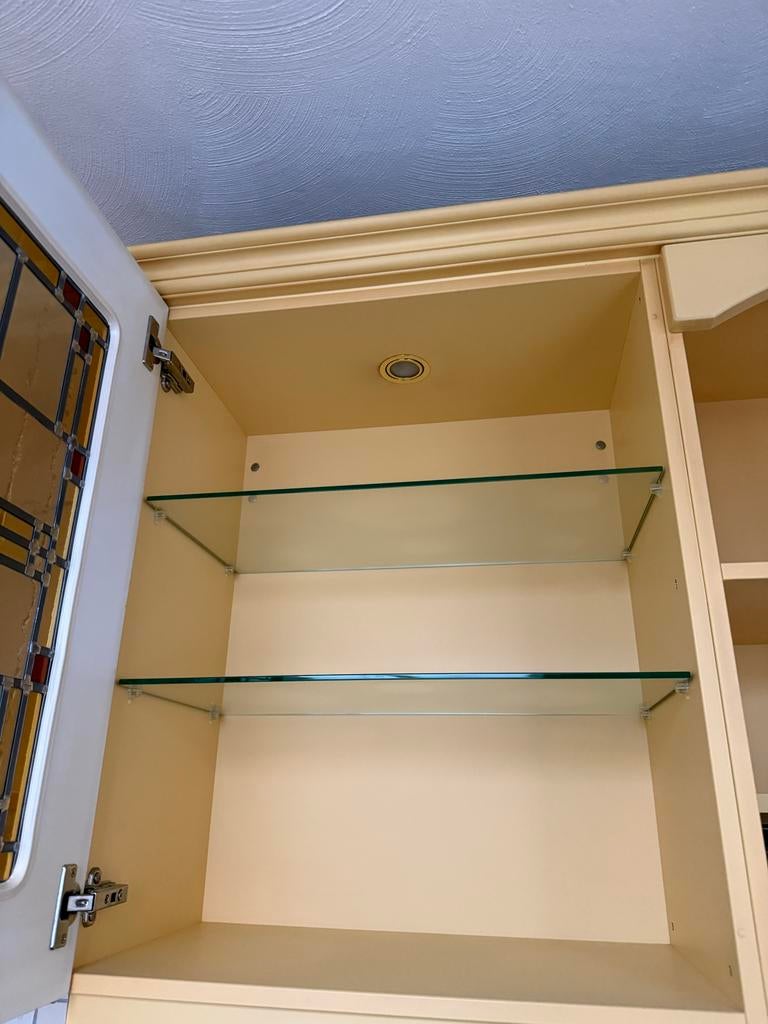 Glas in lood deur en glazen plaatjes voor kast, Ophalen, Gebruikt
