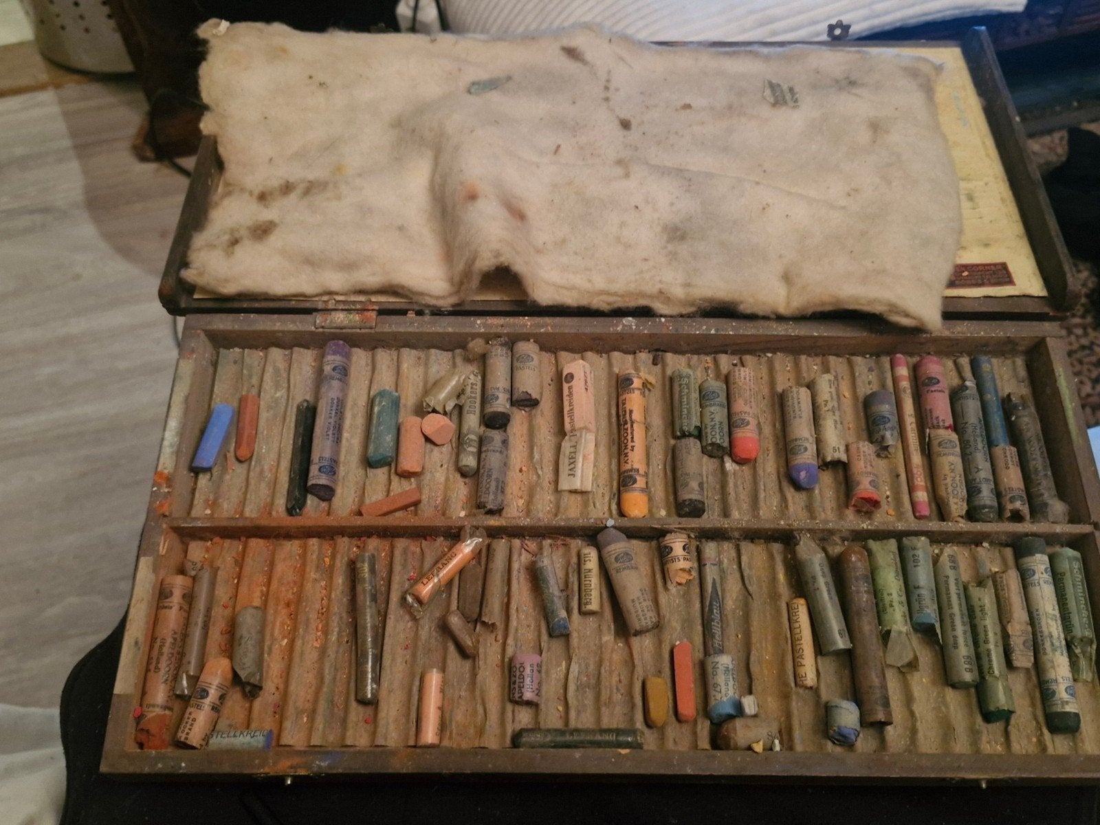 Vintage H. Schmincke & Co. Pastelset in Houten Kist, Hobby en Vrije tijd, Ophalen of Verzenden, Gebruikt, Overige typen