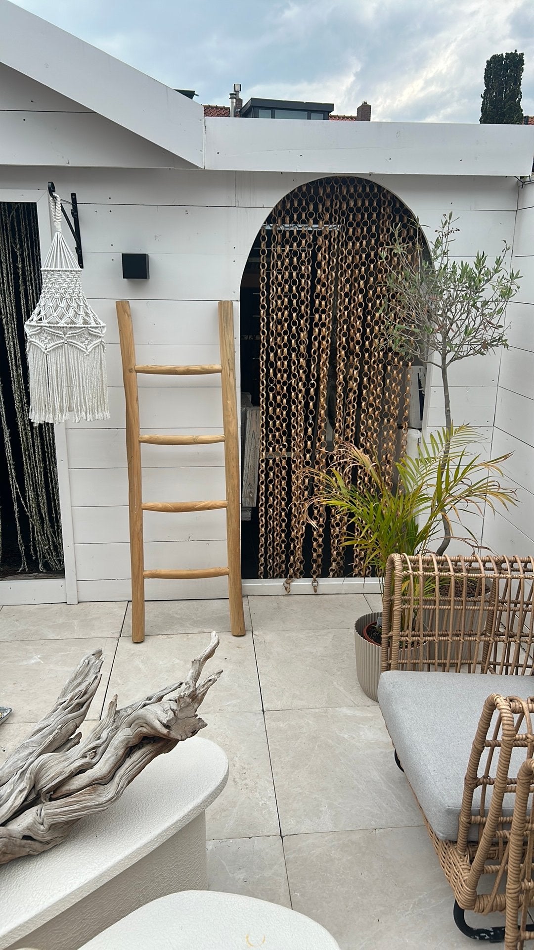 Super leuke houten ladder decoratie ladder 150 cm, Ophalen, Zo goed als nieuw
