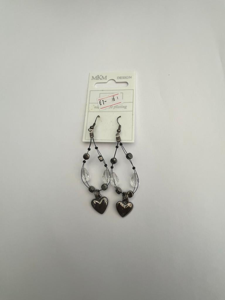 MKM Design Oorbellen met Hartjes en Kralen, Sieraden, Tassen en Uiterlijk, Met kristal, Overige materialen, Hangers, Zwart