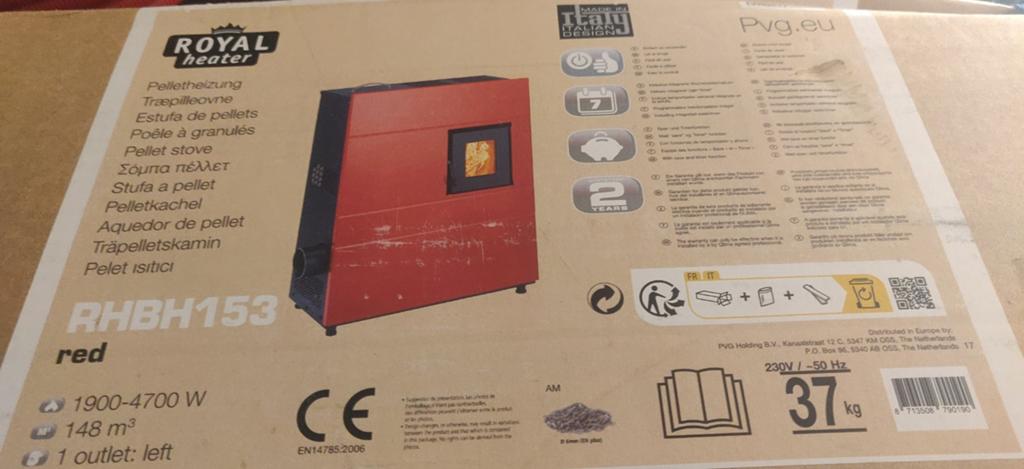 Royal Heater Pelletkachel RHBH153 - Nieuw in doos, Ophalen, Nieuw, Overige brandstoffen, Pelletkachel