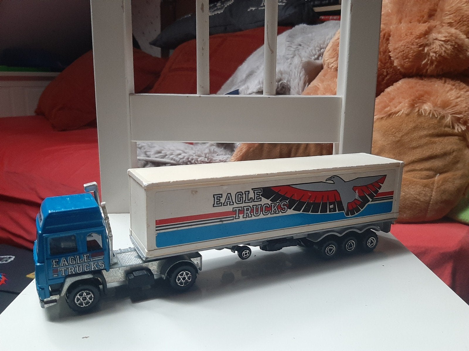 Zeldzame Majorette Eagle Trucks vrachtwagen met trailer, Ophalen of Verzenden, Gebruikt