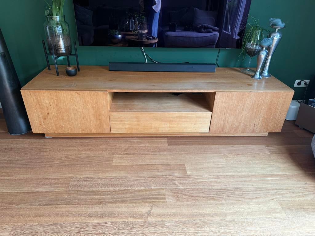 Tv dressoir teakhout, Huis en Inrichting, Kasten | Televisiemeubels, Ophalen, Gebruikt, Teakhout, 200 cm of meer