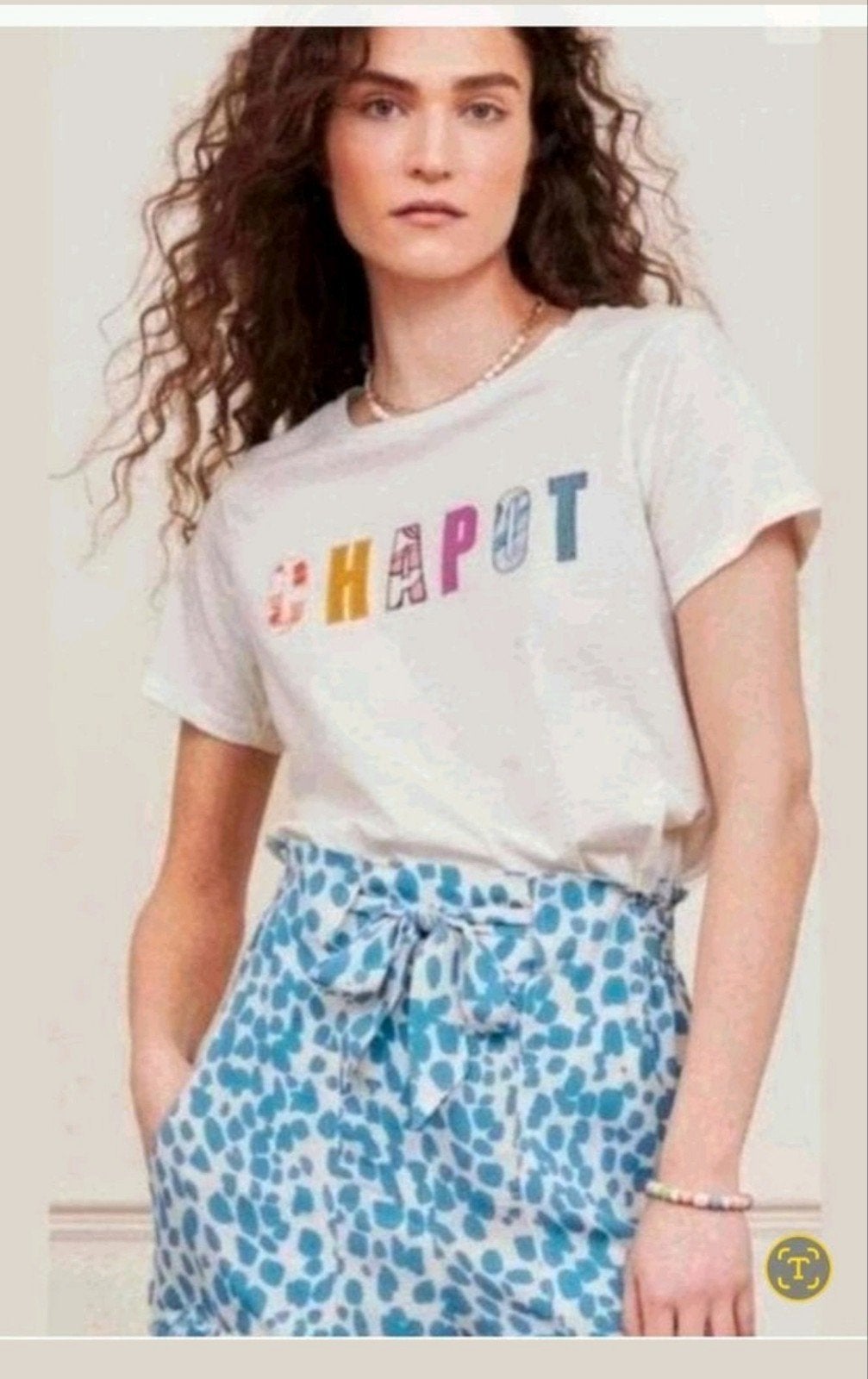 Fabienne Chapot Patchwork shirt met opdruk maat XS *nieuw *, Blauw, Nieuw, Ophalen of Verzenden, Maat 34 (XS) of kleiner