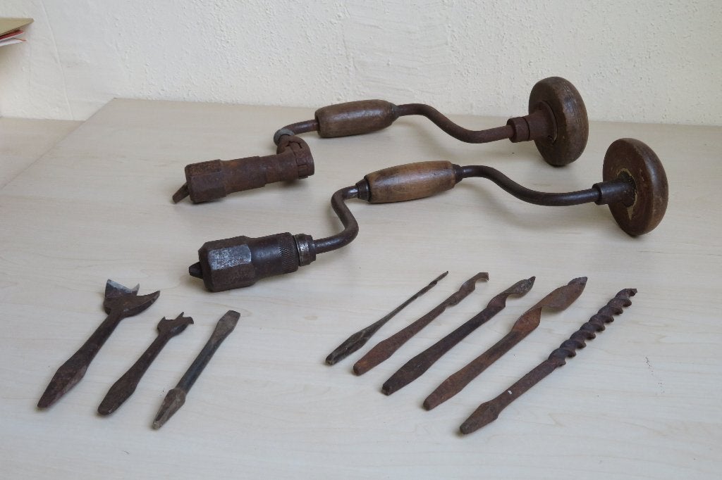 Antieke handboren. Met bijpassende boortjes., Ophalen of Verzenden