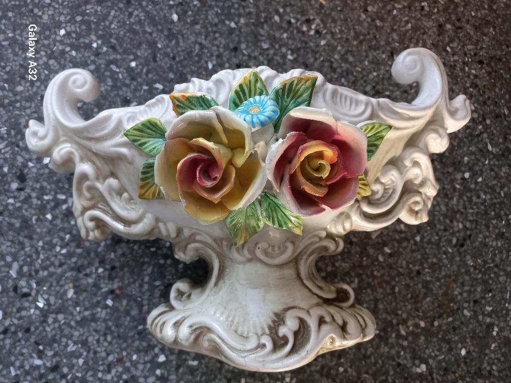 Italiaanse Capodimonte schaal, vaas op voetstuk, Ophalen of Verzenden