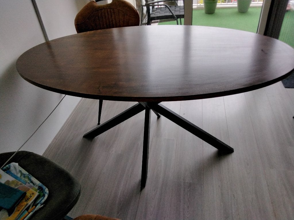 Eettafel (ovaal), Huis en Inrichting, Tafels | Eettafels, Ophalen, Gebruikt, 50 tot 100 cm, 150 tot 200 cm