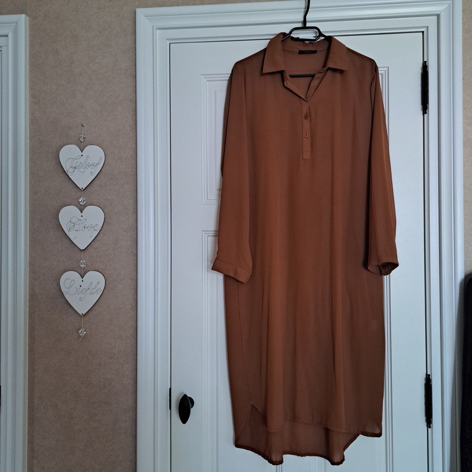 jurk bruin mt. L/XL, Bruin, Maat 42/44 (L), Ophalen of Verzenden, Zo goed als nieuw
