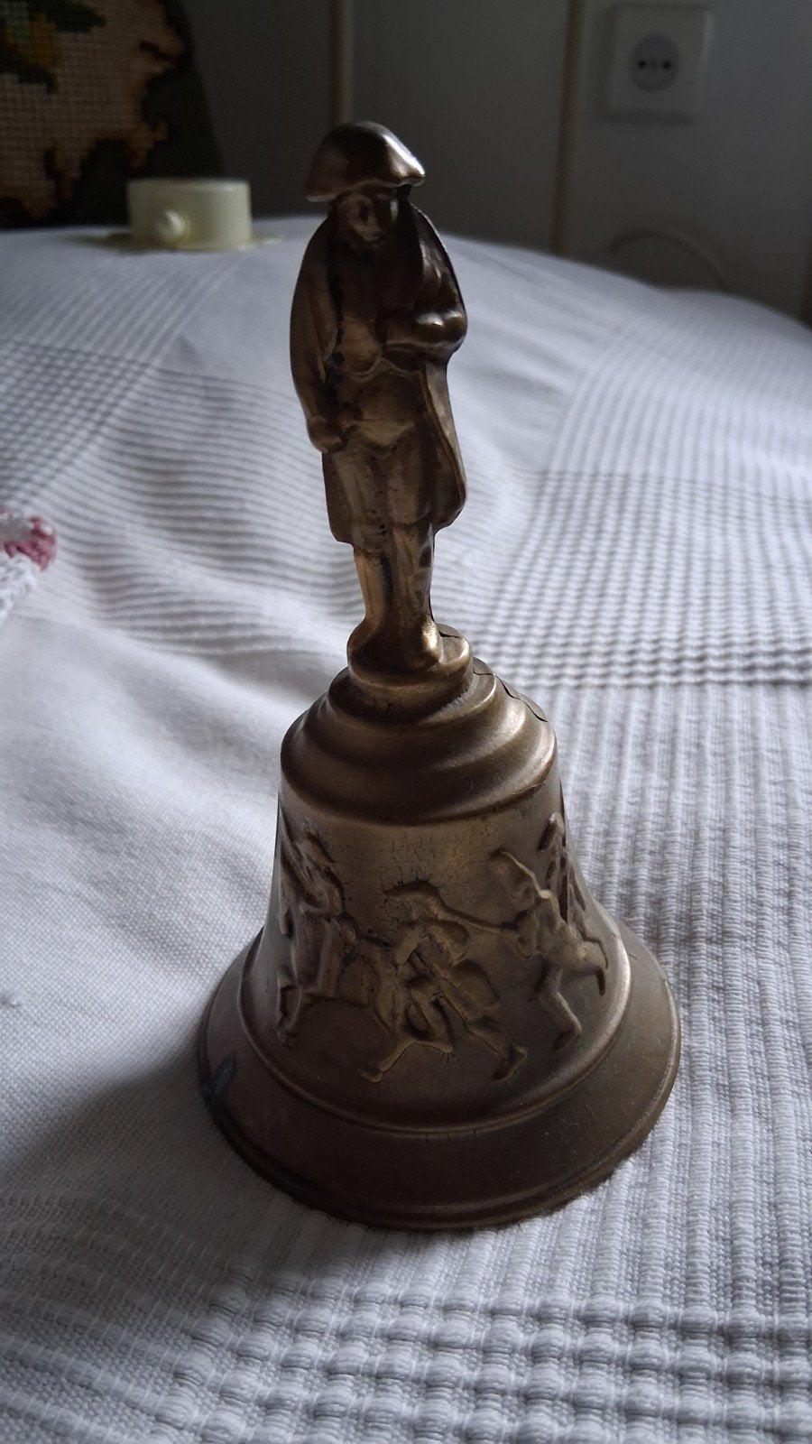 Antieke bronzen bel met figuur napoleon Bonaparte, Ophalen of Verzenden