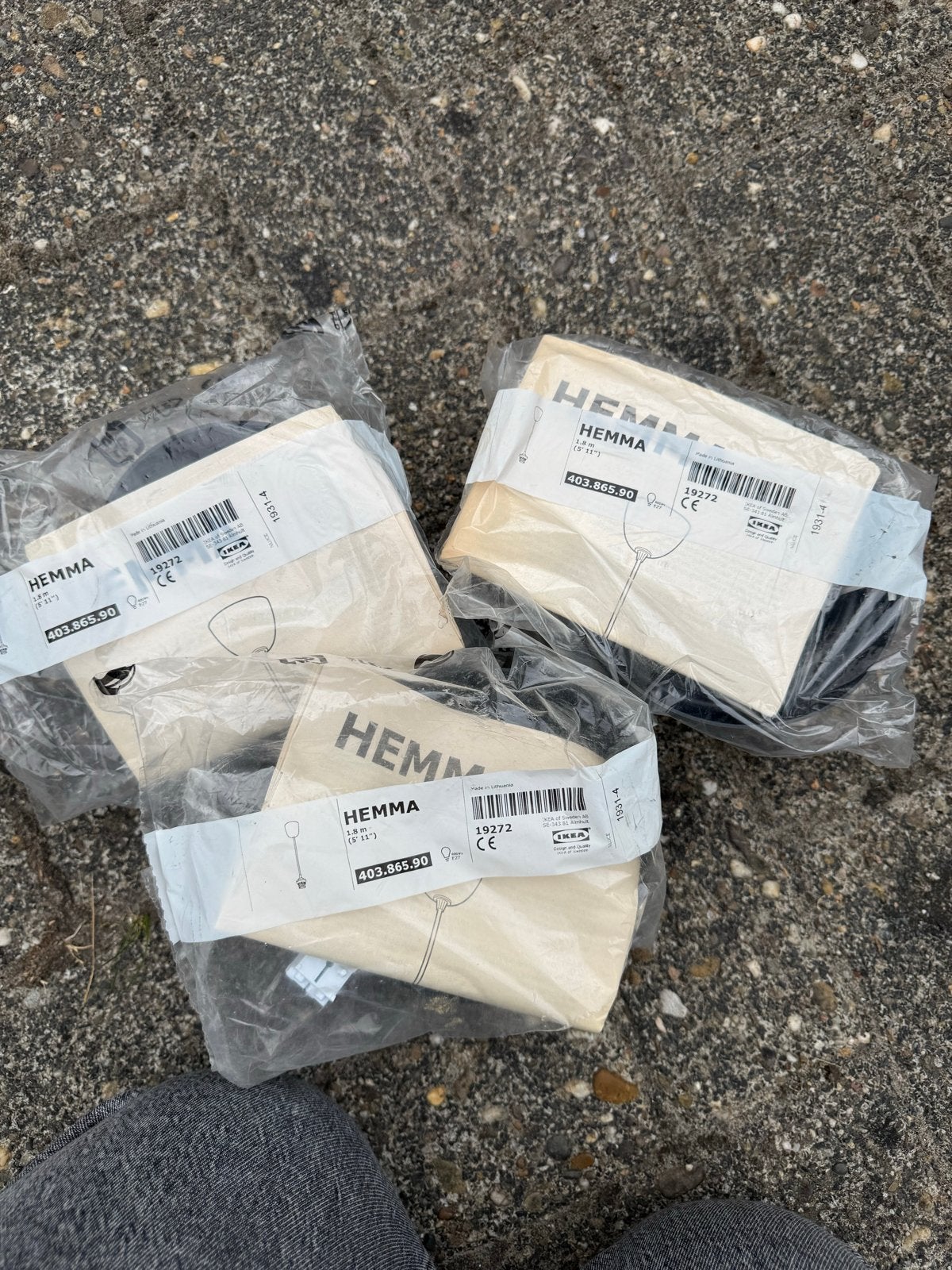 3x IKEA HEMMA Snoerpendel E27 - Nieuw in verpakking, Ophalen of Verzenden, Nieuw, Kunststof, E27 (groot)
