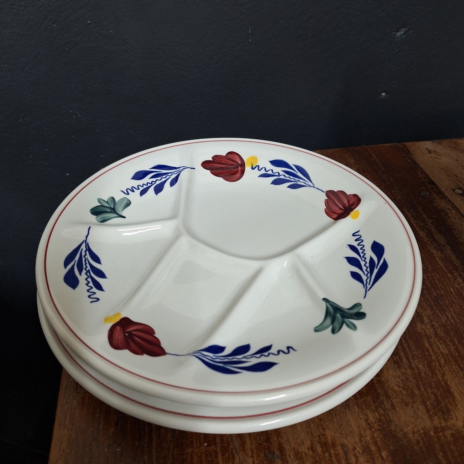 Boerenbont fondue borden, Ophalen, Zo goed als nieuw, Aardewerk, Bord(en)