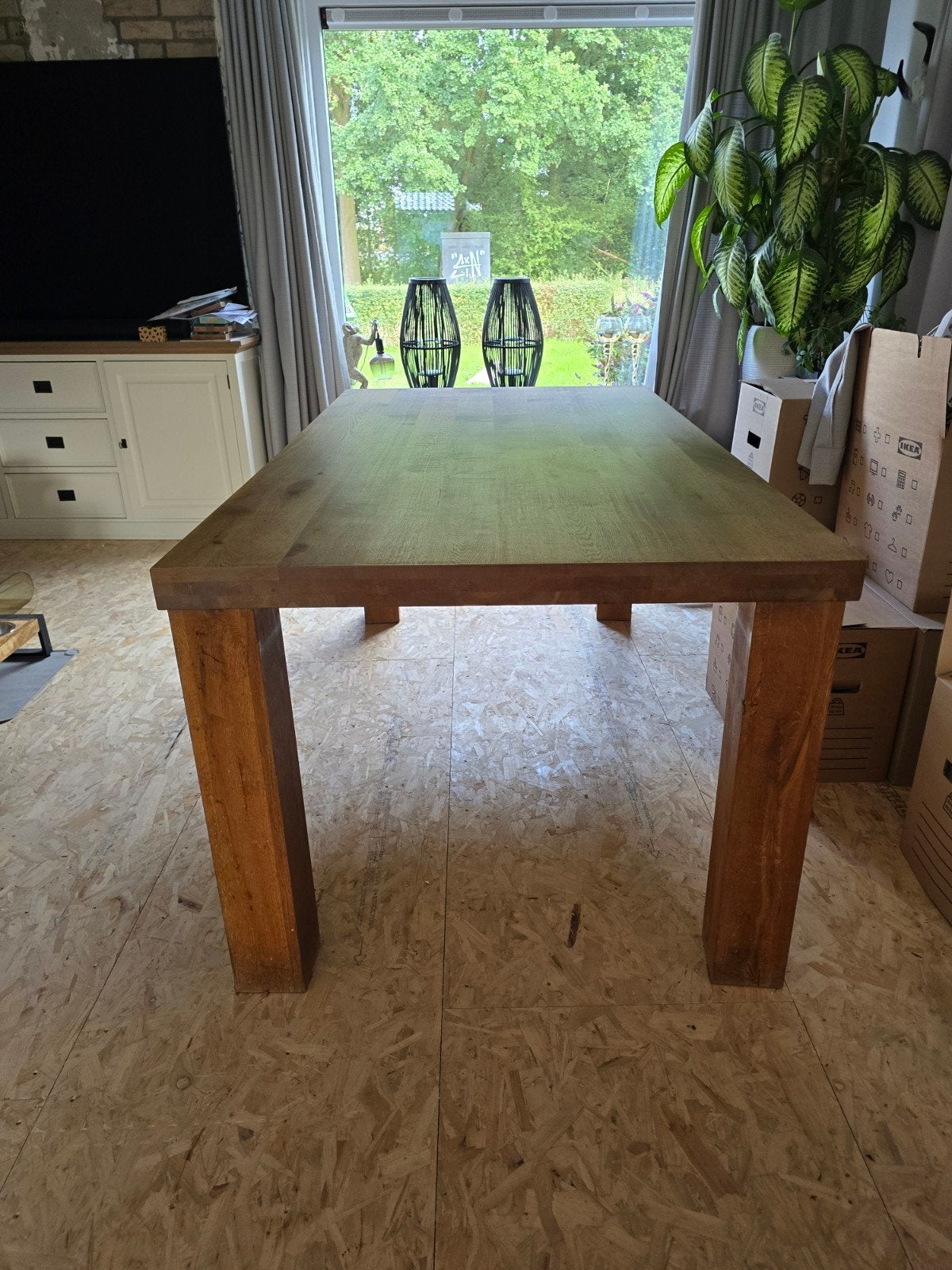 Robuuste eettafel 178  97 cm met transparant tafelzeil, Ophalen, Gebruikt, 50 tot 100 cm, Rechthoekig
