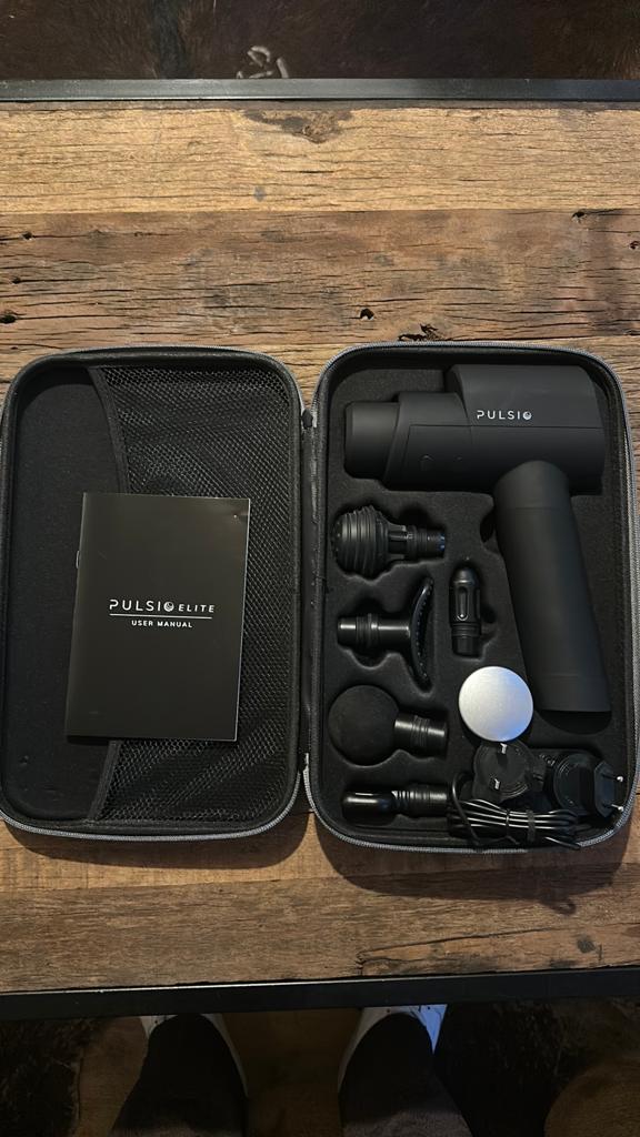 Pulsio Elite massage pistool, Sport en Fitness, Massageproducten, Ophalen of Verzenden, Zo goed als nieuw, Apparaat