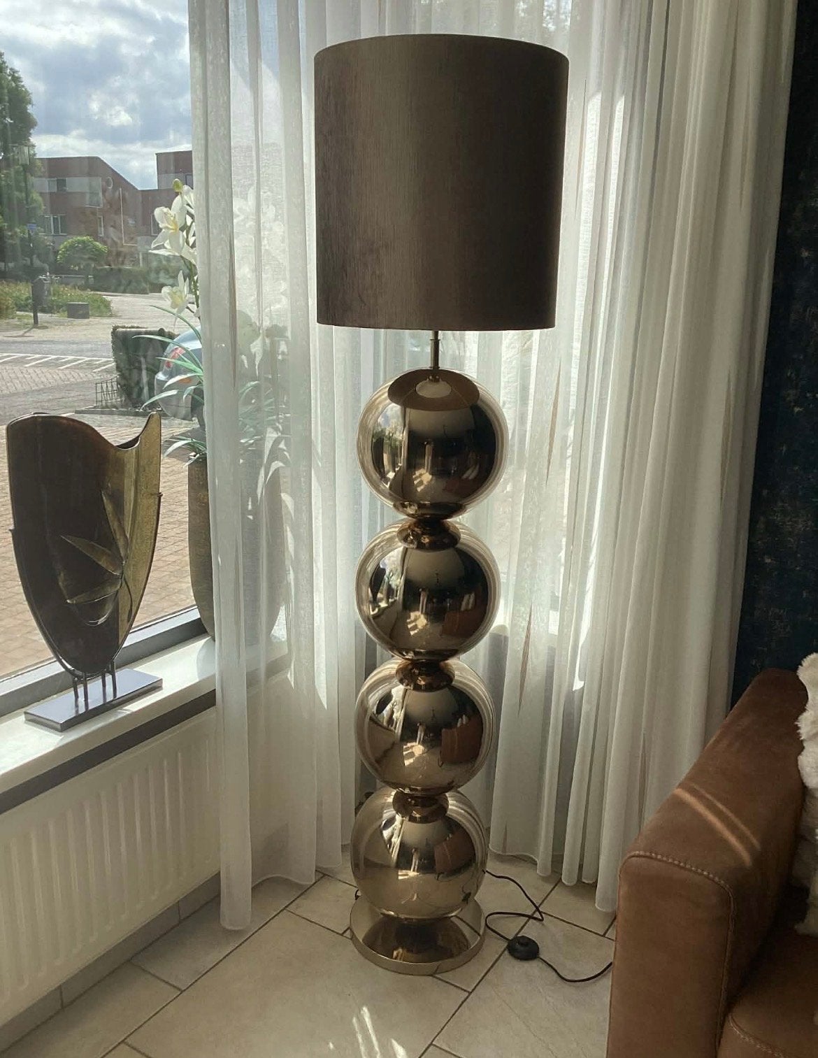 2x Eric Kuster stijl vloerlamp met kappen, Huis en Inrichting, Lampen | Vloerlampen, Ophalen, E27 (groot), Zo goed als nieuw, Metaal