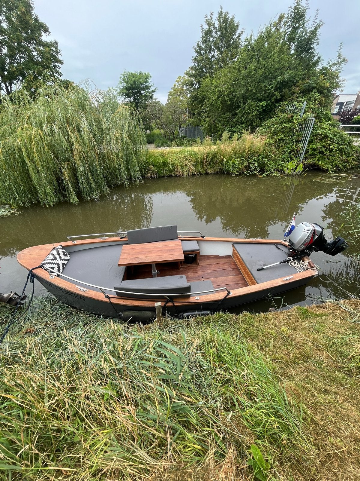 Unieke stalen sloep 5m met 15pk buitenboordmotor, Watersport en Boten, Sloepen, Gebruikt, Afdekzeil, Benzine, Staal, Buitenboordmotor