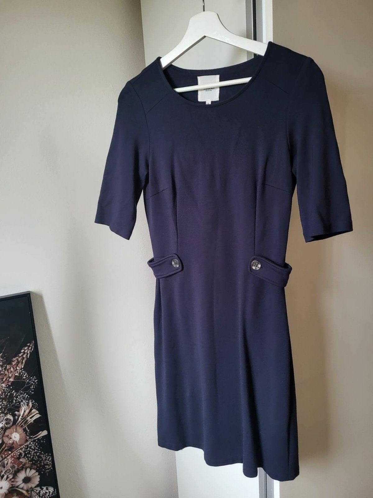 Donkerblauwe jurk van .OBJECT, maat S, Blauw, Ophalen of Verzenden, Zo goed als nieuw, Knielengte