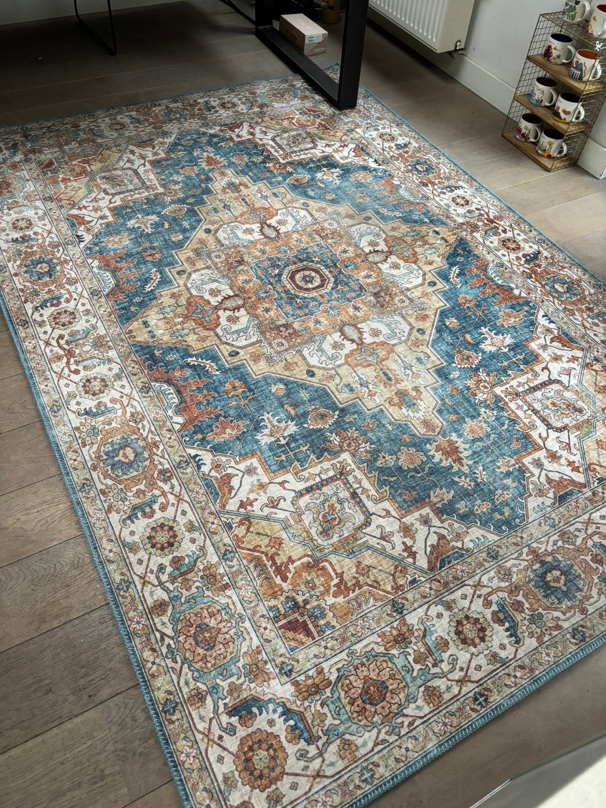 Clean-rug sylla jeansblue nouristan kleed groot 200x290 cm, Huis en Inrichting, Stoffering | Tapijten en Kleden, Ophalen, ., .