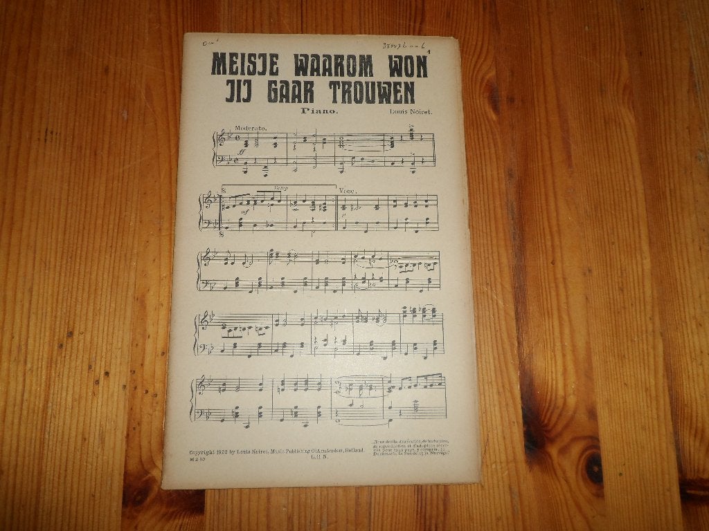 Meisje waarom won jij gaar trouwen - louis noiret, Gebruikt, Klarinet, Ophalen of Verzenden, Artiest of Componist