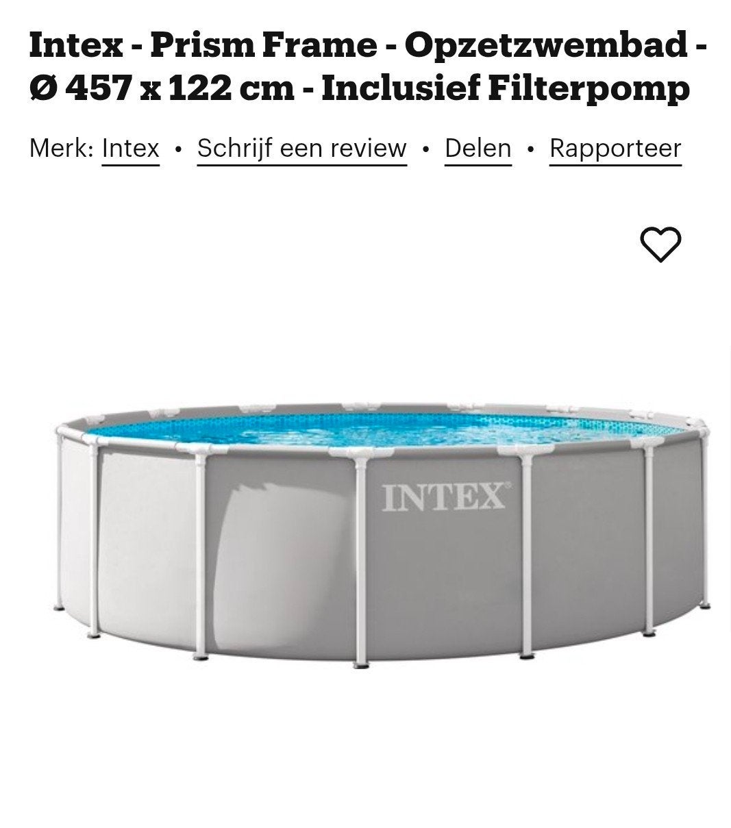 Intex zwembad 457x122 compleet!, Gebruikt, Rond, Ophalen, 120 cm of meer
