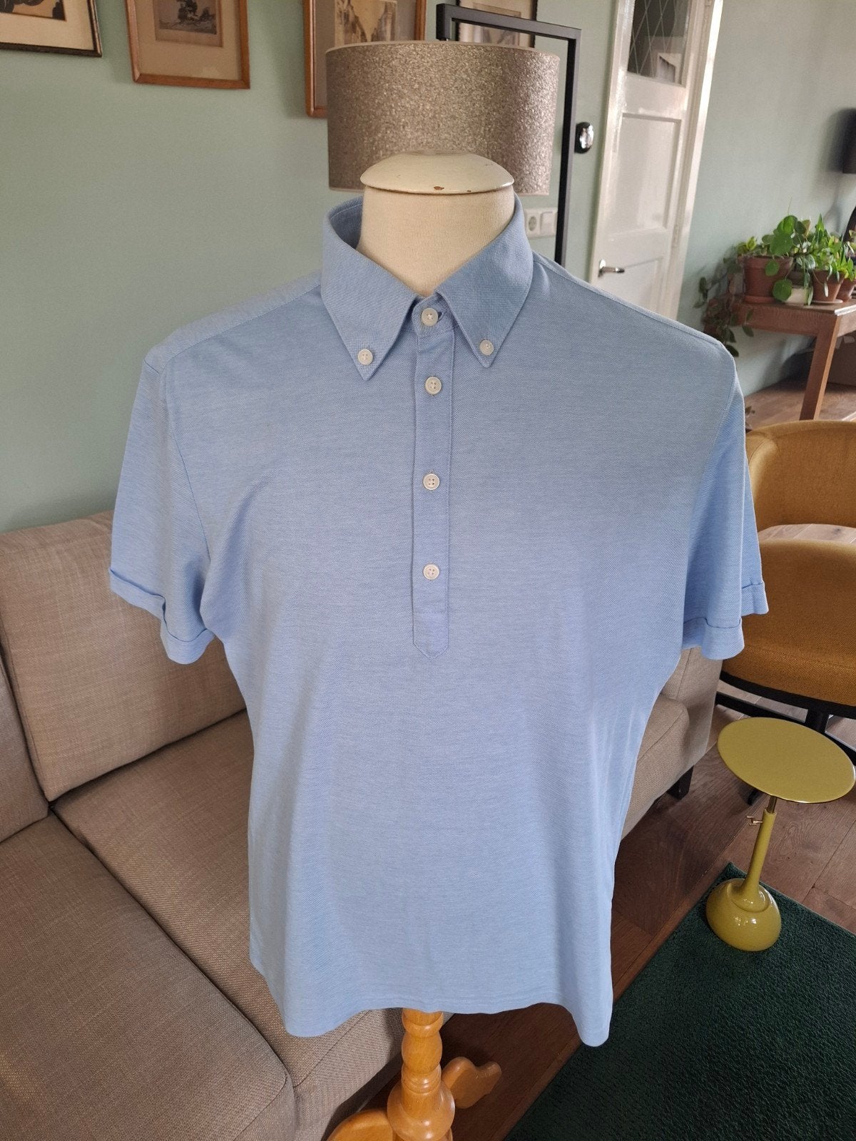 John Miller stretch polo boordmaat 42, Maat 52/54 (L), Blauw, Ophalen of Verzenden, Zo goed als nieuw