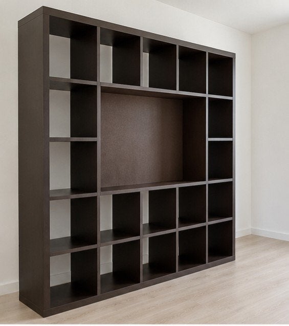 IKEA EXPEDIT tv-meubel / vakkenkast – zwartbruin 185 x 185, Huis en Inrichting, Ophalen, 150 tot 200 cm, Zo goed als nieuw, 150 tot 200 cm