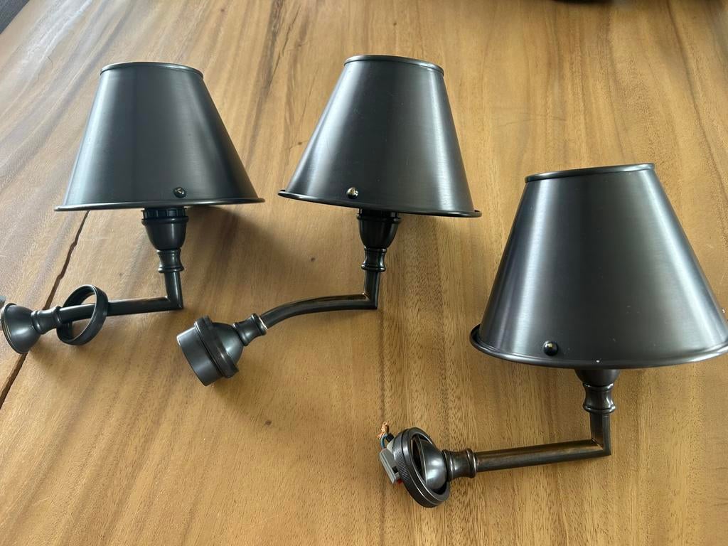 luxe wandlampen oud bronskleur  3x, Ophalen, Gebruikt, Metaal, Landelijk .. industrieel