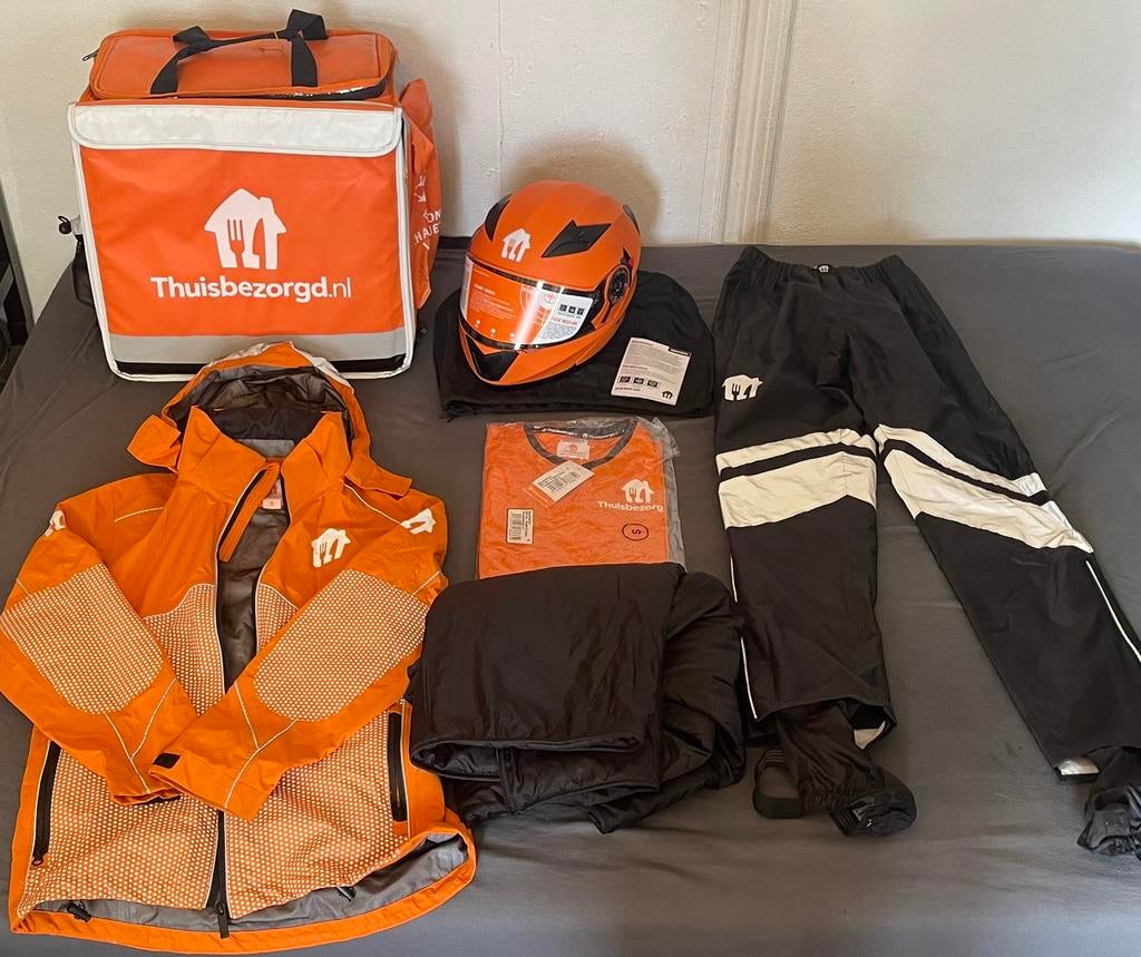 Thuisbezorgd set met motor/scooter helm, Ophalen of Verzenden, Zo goed als nieuw