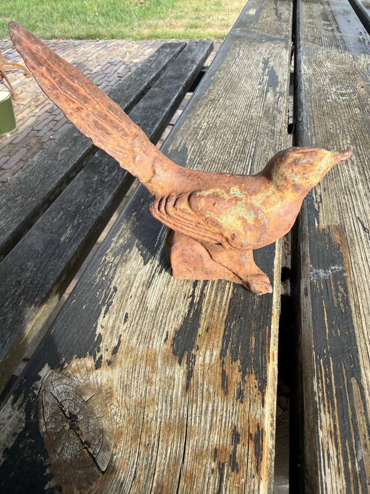 Decoratief gietijzeren vogeltje voor tuin of interieur, Ophalen of Verzenden