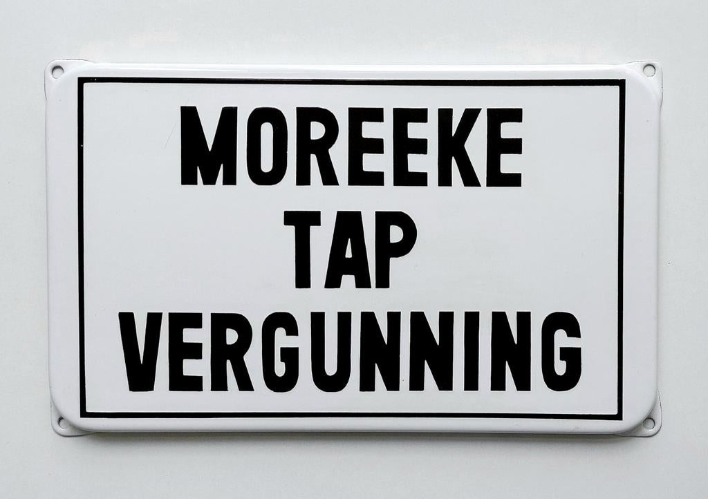 Emaille Bord Reclamebord Moreeke Tap Vergunning Bier Reclame, Verzenden, Gebruikt, Reclamebord, Plaat of Schild