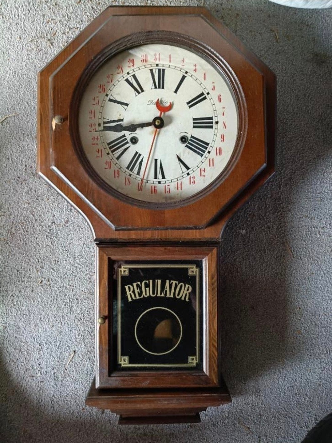 Antieke Regulator Wandklok - Houten Kast, Ophalen
