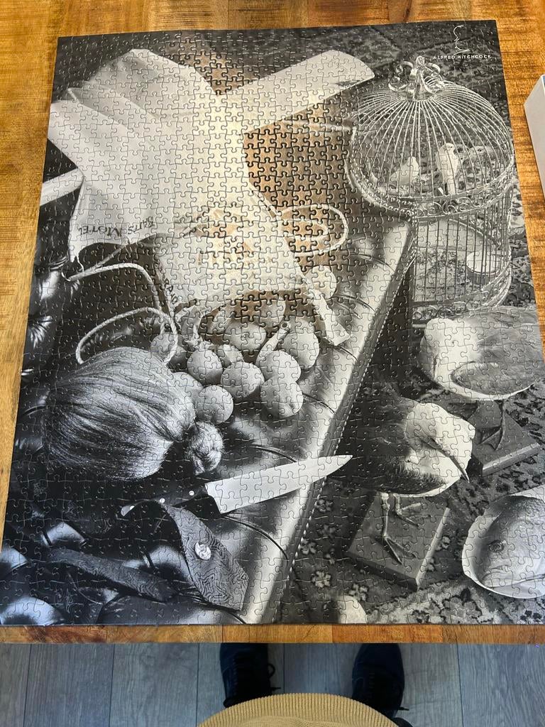 Alfred Hitchcock Legpuzzel - 1000 stukjes, Ophalen of Verzenden, 500 t/m 1500 stukjes, Zo goed als nieuw, Legpuzzel
