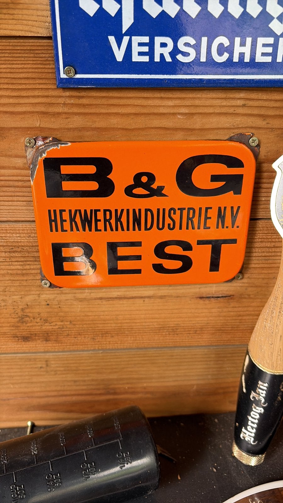 B & G best hekwerk emaille reclamebord mancave, Verzamelen, Merken en Reclamevoorwerpen, Ophalen of Verzenden, Zo goed als nieuw