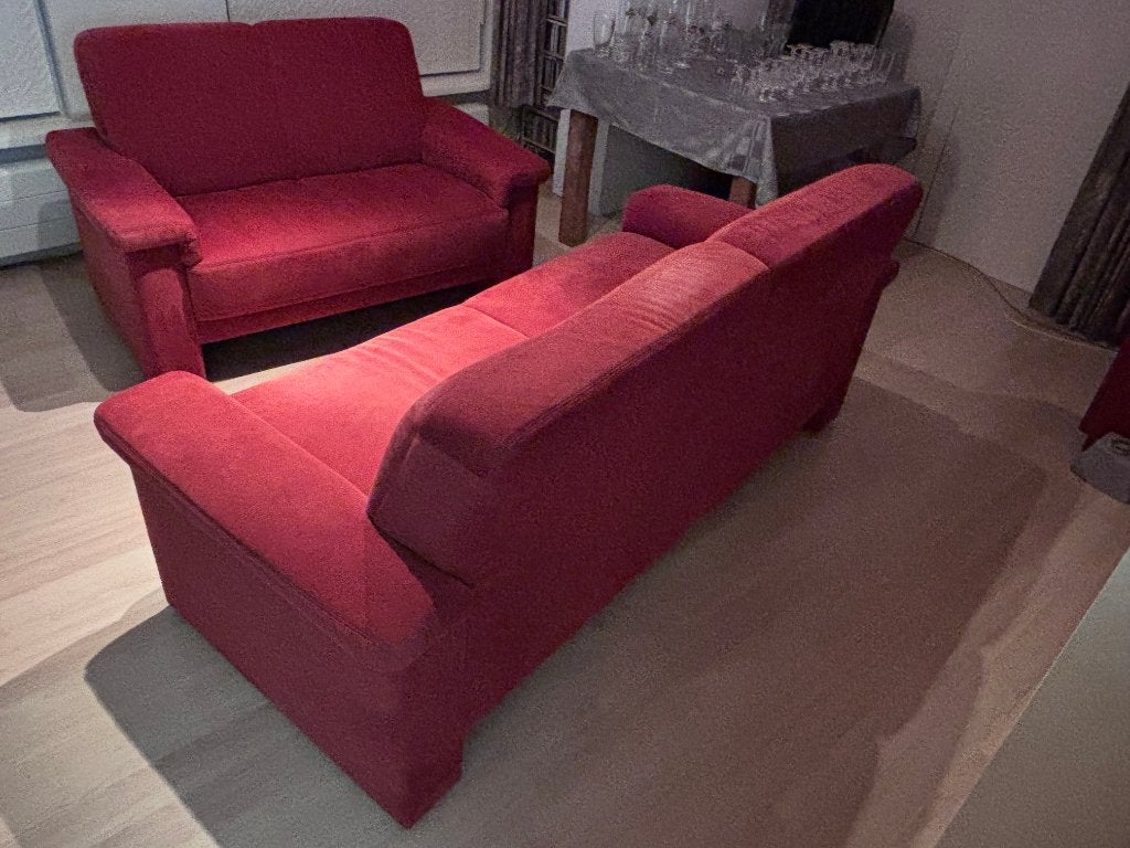 bankstel alcantara rood, Ophalen, Gebruikt, 150 tot 200 cm, 75 tot 100 cm