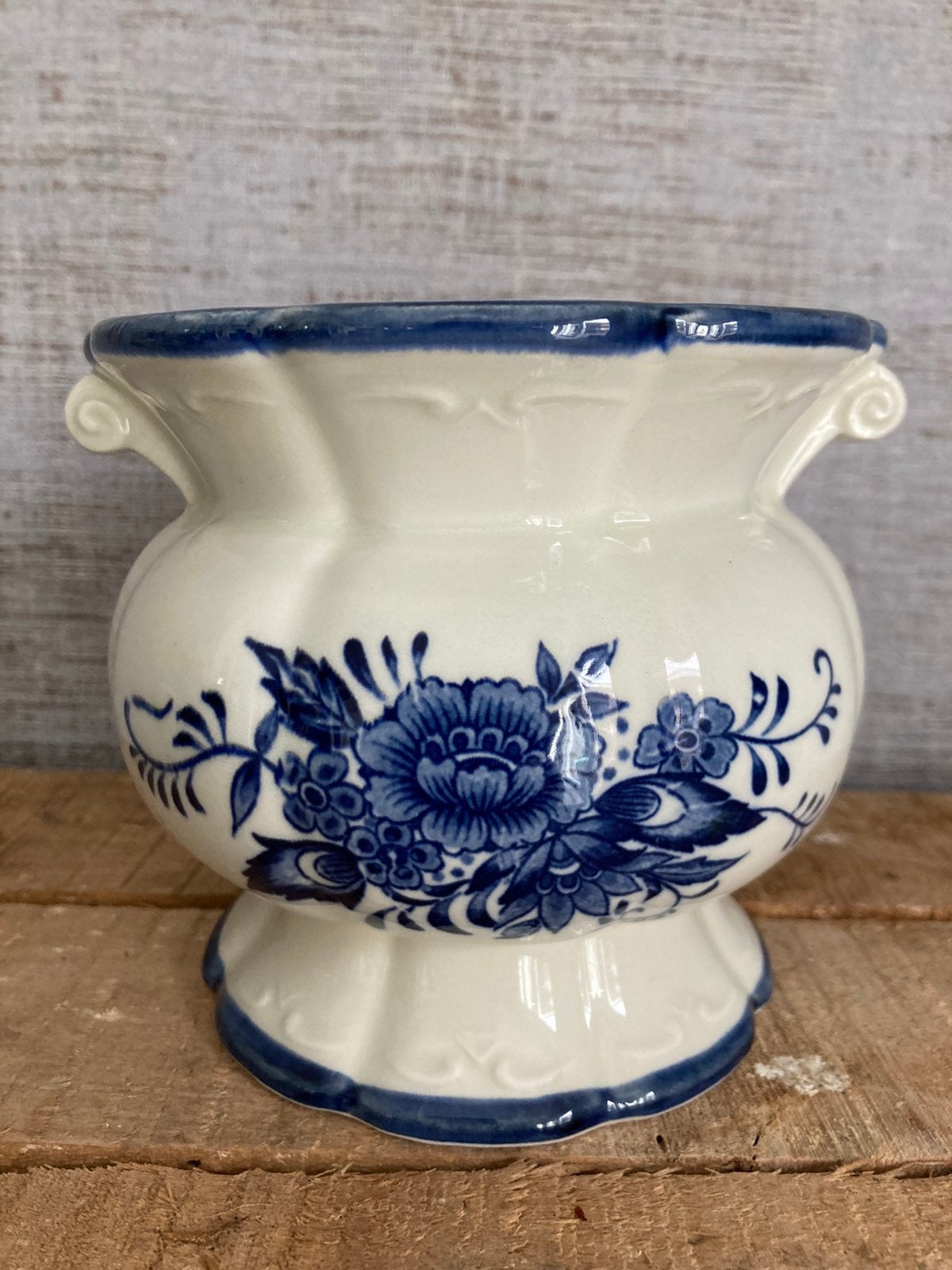 Antiek Delfts blauw miniatuur cachepot/ bloempot, M12, Ophalen of Verzenden