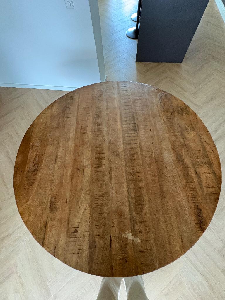Ronde houten eetkamertafel, Ophalen, Gebruikt, Vijf personen of meer, Modern